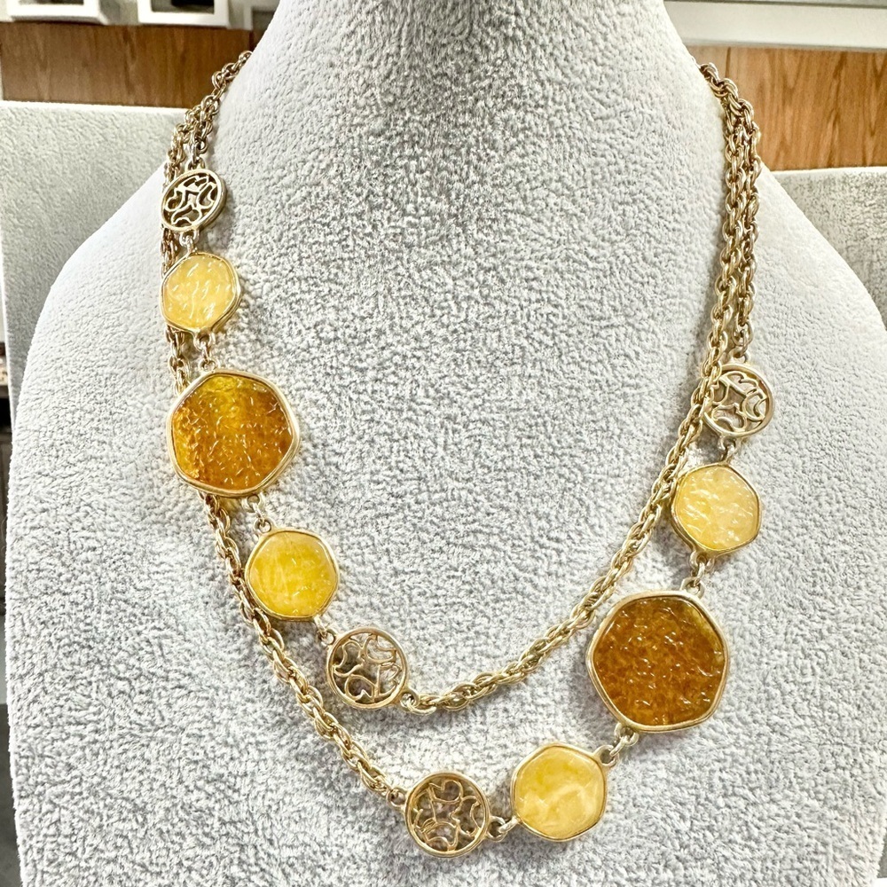 Vintage Sarah Coventry 1970s Taste Of Honey Gold Tone Necklace